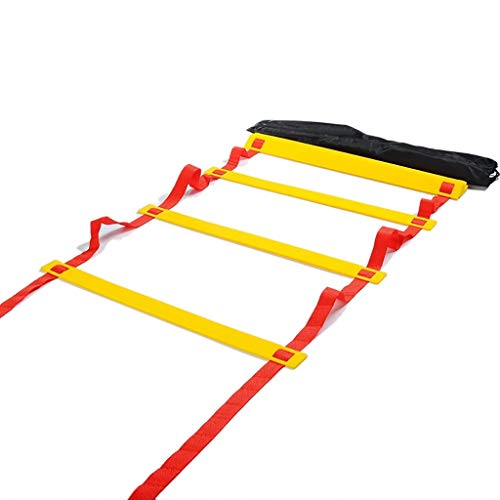 Xin Balón de fútbol de Entrenamiento Escaleras 5 Estilo 6/8/10/12/20 peldaño de Nylon Bola Correas de fútbol Escalera Equipo Agilidad Velocidad de Escalera (Size : 6M-12Rung)