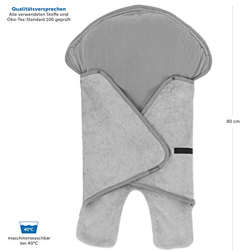 Zamboo Manta envolvente bebé con pies, capucha y bolsa - Primavera - Otoño/Arrullo para sillas Grupo 0+(se adapta a Maxi-Cosi/Cybex/Römer) y cochecitos - Gris