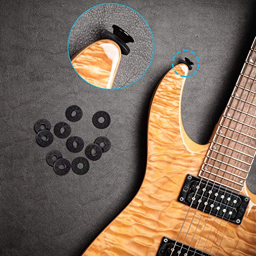 12 Piezas Candados de Correa de Guitarra Cerraduras de Correa de Silicona Bloques de goma para correa de guitarra Protector de Guitarra (Negro)