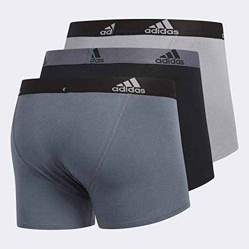 adidas Ropa Interior de algodón elástico para Hombre, Paquete de 3, Onix/Negro Negro/Onix Gris/Negro, Pequeño