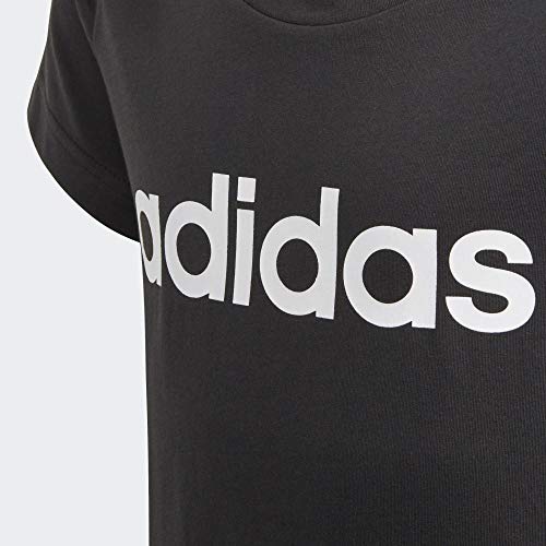 adidas YG E Lin tee Camiseta de Manga Corta, Niñas, Black/White, 7-8Y