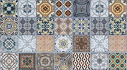 Alfombra VINILICA Estampada Vinilo DE PVC FÁCIL Limpieza Antideslizante Acolchada BALDOSA HIDRÁULICA Abdiel (40x60cm)