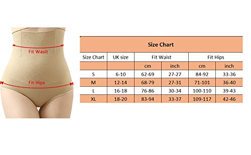 ANGOOL Cintura Alta Braguitas Moldeadora Fajas Reductoras Efecto Vientre Plano para Body Shaper para Mujer (Beige, M)