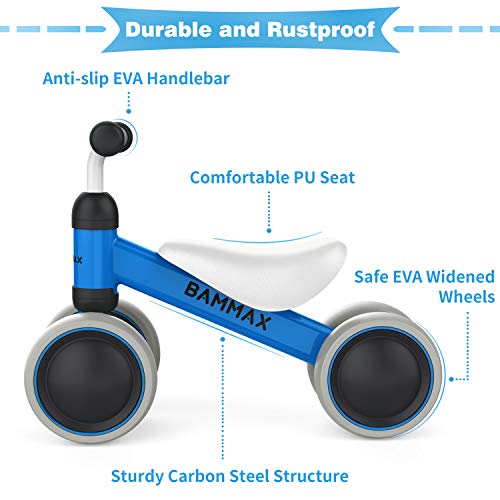 Bammax Bicicleta sin Pedales, Bici sin Pedales Niño, Juguetes Bebes 1 Año, Triciclos Bebes, Correpasillos Bebes 1 Año, Azul