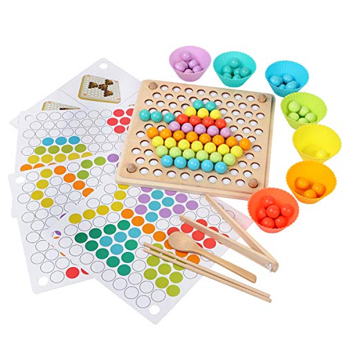 Beetest ES Juguetes de Madera NiñOs, Motricidad Fina, Tablero Montessori, Montessori 3 Años, Juguete Educativo Montessori, EducacióN Temprana Palillos Cuentas Rompecabezas Manos Cerebro Entrenamiento