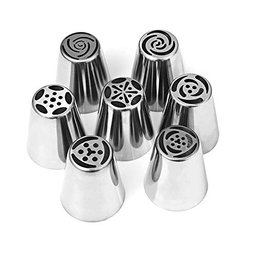BLUGUL Rusas Boquillas para Manga Pastelera, Consejos de Pastelería, 12 Boquillas + 1 Bolsa + 1 Acopladores, Acero Inoxidable Reutilizable Herramientas para Decoración de Cupcakes y Tartas