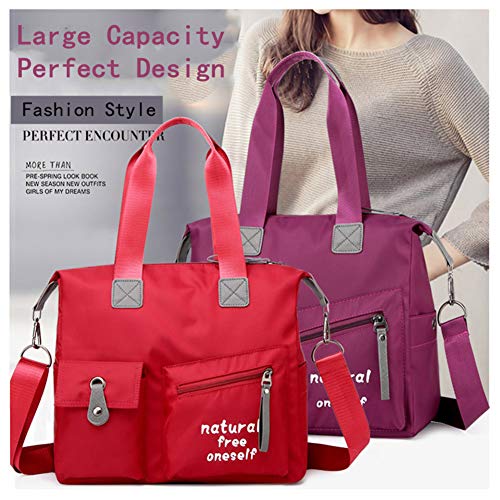 Bolso Bandolera Mujeres, Popoti Bolsas de Hombro Mano Nylon Impermeable Totalizador del Monedero Mochila Escolar Portátil Billetera Multifuncional Crossbody Bag (Púrpura)