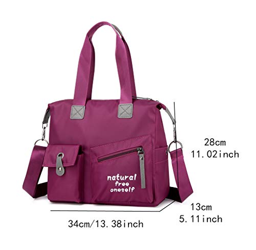 Bolso Bandolera Mujeres, Popoti Bolsas de Hombro Mano Nylon Impermeable Totalizador del Monedero Mochila Escolar Portátil Billetera Multifuncional Crossbody Bag (Púrpura)