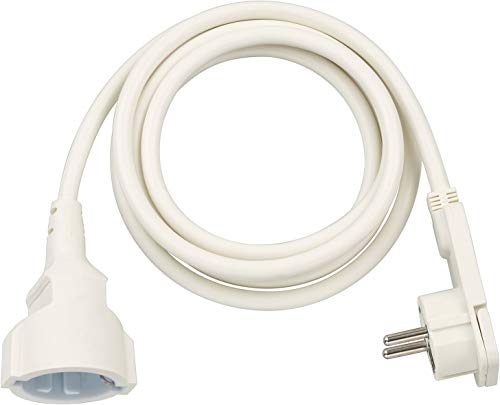 Brennenstuhl Cable alargador de 2 m con enchufe plano (alargador eléctrico, enchufe plano, para interiores) blanco
