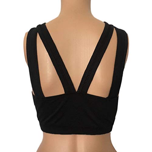 Camisetas sin Mangas Mujer,SHOBDW Moda Primavera Verano Entrenamiento Fitness Correr Sin Mangas Sexy Negro Deporte Sujetador Suave Delgado Camisola Tubo Top para Mujeres(Negro,M)