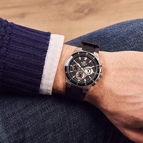 Casio EF-552-1AVEF EDIFICE - Reloj en caja sólida de acero inoxidable, 10 BAR, para Hombre, con Correa de Acero macizo, Negro