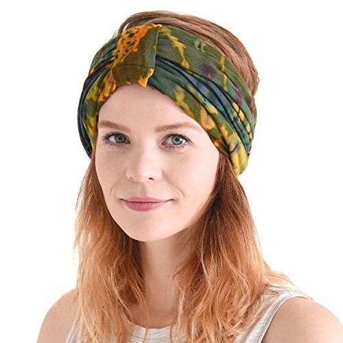 Casualbox Tie Dye Cinta para El Pelo Hippie Moda Elástico Cabeza Envolver Tapa 60'S 70'S Retro Bandana Psicodélico Flor Patrón C
