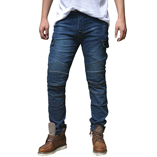 CBBI-WCCI Hombre Motocicleta Pantalones Moto Jeans con Protección Motorcycle Biker Pants (Azul, M=33" (85cm Waist))