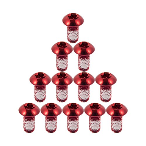 Chooee 12Pcs MTB Tornillos Bicicleta Bici Disco Freno Rotos Pernos Disc Negro M5x10mm Brake Rotor Bolts,Rojo