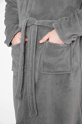 CityComfort Albornoz de Lujo para Hombre súper Suave para Hombre (XL, Gris con Capucha)