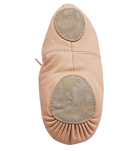 DANCEYOU Zapatos de Ballet de Cuero Zapatillas Gimnasia Ritmica de Rosa Carne para Niñas y Mujeres Suela Partida EU39/39.5