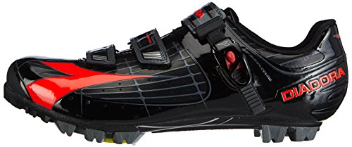Diadora X Tornado, Zapatillas de Ciclismo de Carretera Unisex, Negro-Schwarz (Schwarz/Orange 4115), 41 EU
