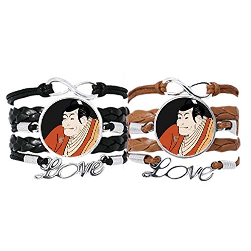 DIYthinker Ukiyoe - Pulsera tipo kimono para hombre, correa de piel, doble juego de regalo