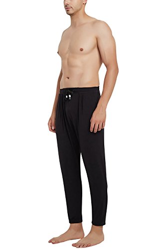 Dolamen Hombre Pantalones de Pijama Modal Algodón, 2018 Pantalones Boxeador Largo Casual Ropa de Dormir Cintura elástica Bolsillos Tiempo Libre Yoga Deportes (XXXX-Large, Negro)
