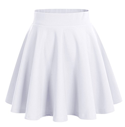 DRESSTELLS Falda Mujer Mini Corto Elástica Plisada Básica Multifuncional White XL