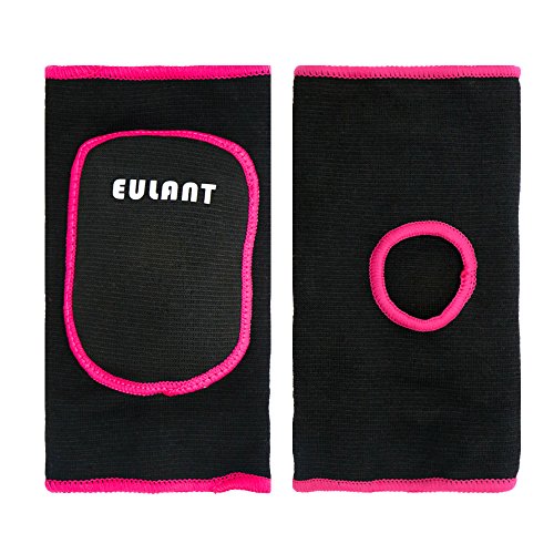 EULANT Almohadillas Protectora para Rodilla de Niños, Niñas Crashproof Algodón Rodillera, Rodilleras Infantil para Baile Ciclismo Correr Fútbol Volleyball Patinaje Esquí, Negro/Rosa, M