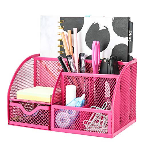 Exerz Organizador de Escritorio/Lapiceros para Escritorio/Escritorio ordenado/Titular de la Pluma/Portalápices/Sistema de Escritorio/Organizador de Oficina (Rosado)