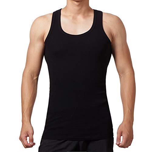 FALARY Camiseta de Tirantes para Hombre Pack de 5 de Algodón 100% más Colores Negro Azul Marino Oliva L