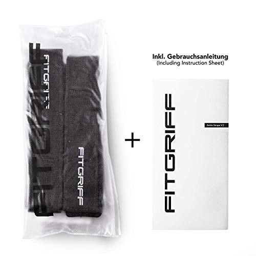 Fitgriff® Tobillera para Polea (Acolchado)- 2 Piezas Correas Tobillos Gym Cable Maquinas, Gimnasio, Fitness - Mujeres y Hombres (Black)