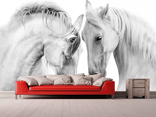 Fotomural Vinilo para Pared Caballos Blancos | Fotomural para Paredes | Mural | Vinilo Decorativo | Varias Medidas 150 x 100 cm | Decoración comedores, Salones, Habitaciones.