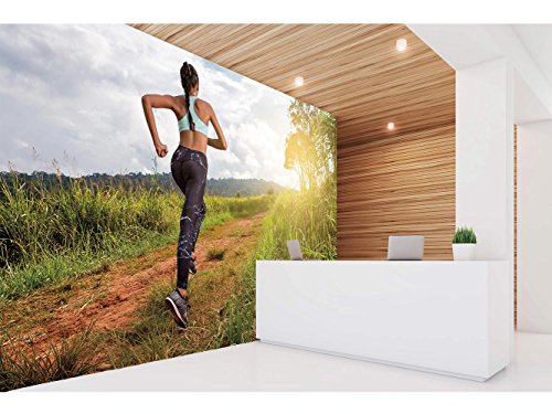 Fotomural Vinilo Pared Gimnasios Rúnning Chica Camino | Fotomural para Paredes | Mural | Vinilo Decorativo | Varias Medidas 200 x 150 cm | Decoración comedores, Salones, Habitaciones.