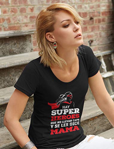 Green Turtle Camiseta para Mujer - Regalo Madre Original - Mi Mamá es mi Súper Héroe - Medium Negro