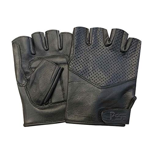 Guantes de Piel de Cordero Completamente Acolchados con Medios Dedos para Conductores de Autobús, Usuarios de Silla de Ruedas, para Gimnasio - Color Negro - 312 - Chica