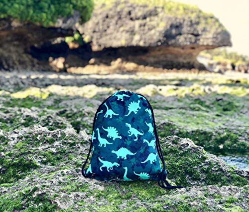 HECKBO Bolsa de gimnasia para niños - impresa por ambos lados con motivos de dinosaurios - 40x32cm - para kindergarten, cuna, viajes, deportes - mochila, bolsa de juego, bolsa de deporte, bolsa de za