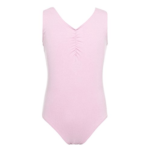 iiniim Vestido de Danza Maillot Ballet Niña Baile Tutú Princesa Leotardo Algodón Gimnasia Clásico sin Mangas con Falda Gasa Elegante Dancewear para Actuación Chica Muchacha Rosa 7-8 años