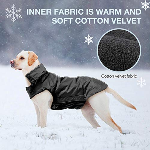 IREENUO Chaqueta 100% Impermeable para Mascotas Perros Abrigos de Invierno cálido Negro-L