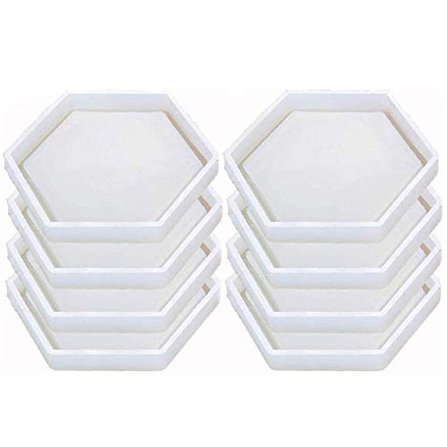 Jcevium 8 paquetes de posavasos hexagonales de silicona con forma de resina de resina de epoxi para fundir con resina, hormigón y cemento.
