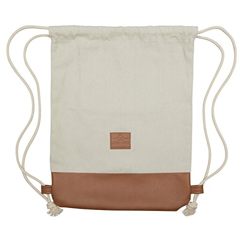 Johnny Urban Mochila de Cuerda Beige/Marrón Bolsa de Cuerdas para Hombre Mujer Niños y Adolescentes - Mochilas Cordón de Gimnasio - Bolsa Deporte de Algodón y Cuero Vegano