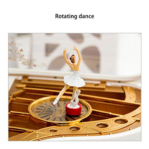 Joojun Caja de música de Piano con muñeca de Bailarina de Ballet giratoria, decoración de la habitación del hogar Adorno de Juguete Musical Estuche de música para Regalo de niña para niños
