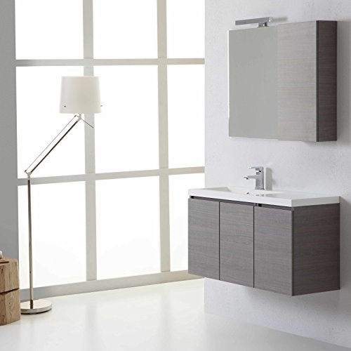 Kiamami Valentina Muebles DE BAÑO DE Manhattan 90 CM Izquierda con Espejo Puertas con GABINETE
