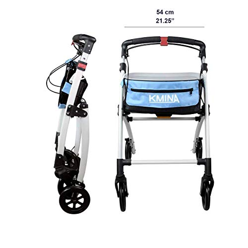 KMINA - Andadores ancianos plegable, Andadores adultos, Andadores ancianos con frenos, Andadores para mayores, PRO Azul
