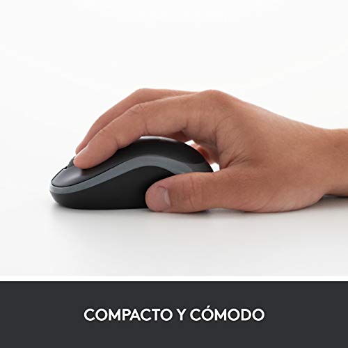 Logitech M185 Ratón Inalámbrico, 2.4 GHz con Mini Receptor USB, Batería 12 Meses, Seguimiento Óptico 1000 DPI, Ambidiestro, PC/Mac/Portátil, Gris