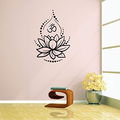 Loto Creativo Vinilo Tatuajes de Pared Om Signo Vinilo Pegatinas de Pared Yoga Meditación Tatuajes de Murales Extraíble Art Room Decor