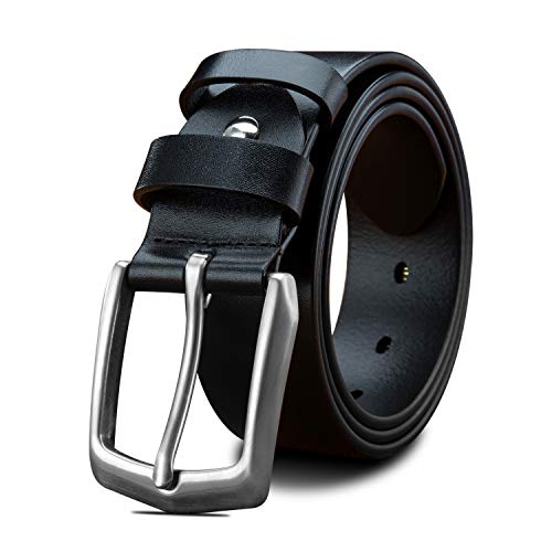 LUCIANO Italia Vestido de Cuero Genuino Cinturón Hebilla de Acero Inoxidable Cinturones para Hombre B-120