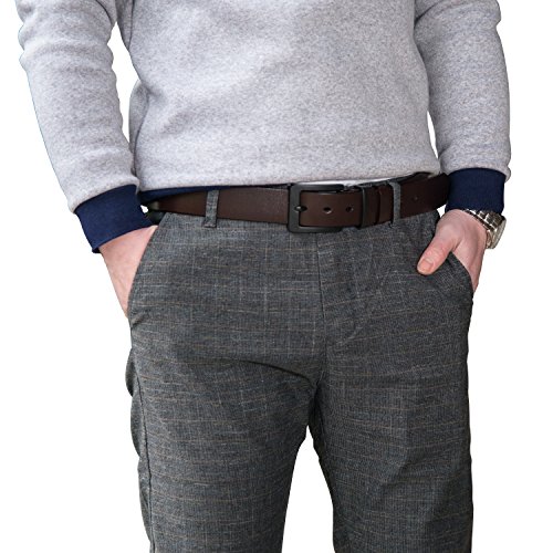 LUCIANO Top Italia Cinturón de cuero genuino Cinturón de cuero negro y marrón Cinturones de vestir para hombres BR-115