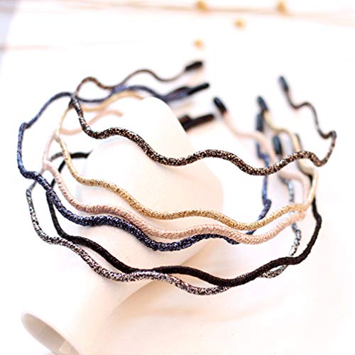 Lurrose Diadema de brillo 6pcs aro de pelo de onda fina diadema lisa decorativa brillante para mujer