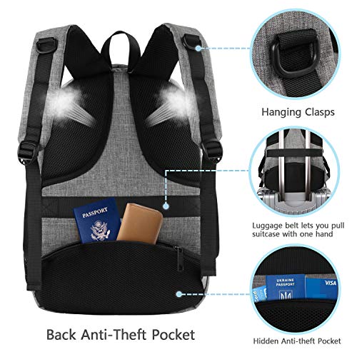 MATEIN Mochila Portatil Hombre Impermeable Mochila para Ordenador Portátil 15.6 Pulgadas Mochila Ejecutivo con Puerto USB para Trabajo Empresarial Profesional Viajar Universidad Colegio - Gris