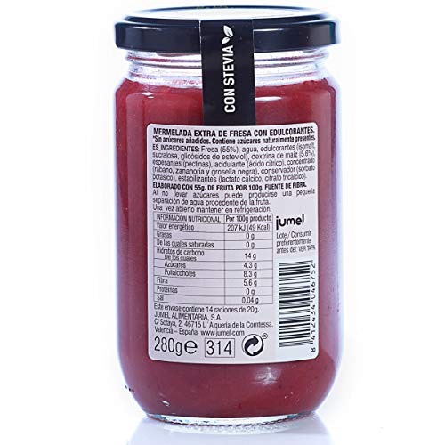 Mermeladas sin azúcar Extra Jumel Surtido. Mermelada con Stevia. Mermelada gourmet, tu desayuno o merienda más saludable, con todo el sabor. Pack de 4 unidades. Diet.