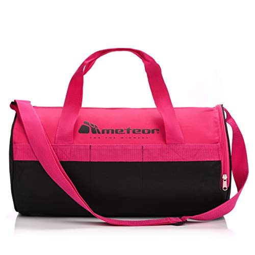 meteor Bolsa Deporte Viaje Gimnasio con Compartimento Separado para Zapatos Duffle Bag para Hombre Mujer Ultraligera Plegable Bolsa Deportiva 25 L Yoga Bolsa Fin de Semana (Rosa/Negro, 25 L)
