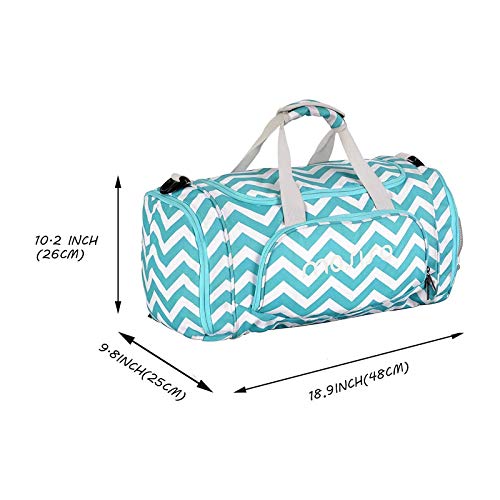 MOSISO Bolsas de Gimnasio Tejido de Poliéster Plegable de Viaje Durante la Noche Duffels Ligero Deportivo Deportes Camping Hombro Bolso para Hombres y Mujeres, Chevron Caliente Azul