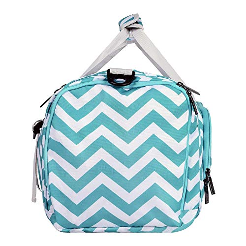 MOSISO Bolsas de Gimnasio Tejido de Poliéster Plegable de Viaje Durante la Noche Duffels Ligero Deportivo Deportes Camping Hombro Bolso para Hombres y Mujeres, Chevron Caliente Azul